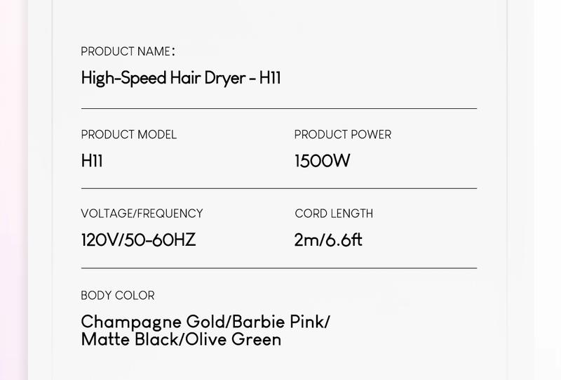 【Tideway Official】Tideway H11 Colorful Series High-Speed Hair Dryer - Plasma Ion Technology, Intelligent Temperature Control, Self Cleaning - Bids Farewell to Static Electricity and Frizz - Black