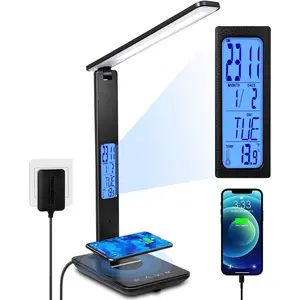 LED Desk Lamp, Desk Lamp with  Charger, Suitable for Home, Office Dimmable Desk Lamp, with USB  Port, Built-in Clock, Calendar,  and Automatic Timing Reading Desk Lamp.