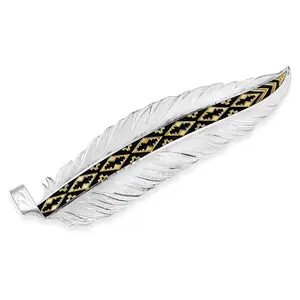 MONTANA SILVERSMITH HAT FEATHER PLAIN/SIN LETRAS GOLD & BLACK DETAIL