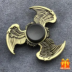 Vintage Bronze Metal Spinner - Endless Spinning Top with Bat, Star, Ship Wheel & Celtic Knot/Fleur-de-Lis Caps - Quiet Durable Fidget Gadget & s, Birthday/Christmas Party Favors, Collectible Gift (No)
