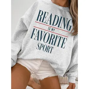 Women’s letter-print crewneck sweatshirt, autumn/winter casual long-sleeve pullover, fashionable everyday women’s top, hoodie