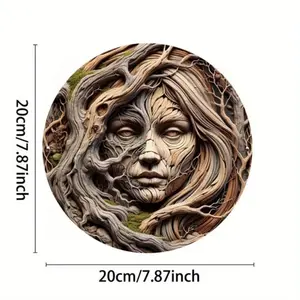Vintage Tree Face Design Wall Art, Round Aluminum Sign, Wall Decor for Home, Restaurant, Cafe, Garden, Garage, Park, Art Wall Decoration