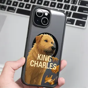 King Charles Dog Pattern Clear Magnetic Phone Case, MagSafe Silicone Bumper Protective Cover For iPhone X XSMAX 11 12 13 14 15 16 Pro Max Good Quality