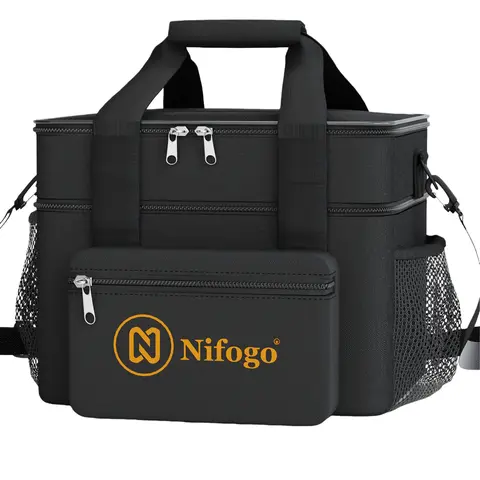Nifogo 15L Large Capacity Insulated Food Bag - Expandable Synthetic, Waterproof, Leakproof Zipper Tote, Reusable Multifunctional for Adults' Work, Camping, Large Capacity Lunch Bags