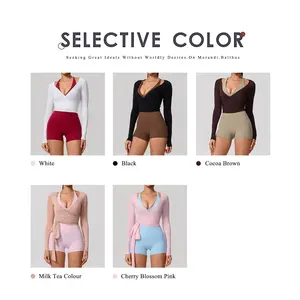 Hearuisavy Women's Yoga Shirt Long Sleeve Sportswear Gym Casual Breathable Quick Dry Sports Top Pilates Dance Ballet Wrap Tops