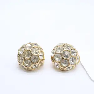 Pre-owned Christian Dior Vintage Crystal Clip On Earrings Twins LDJ4428