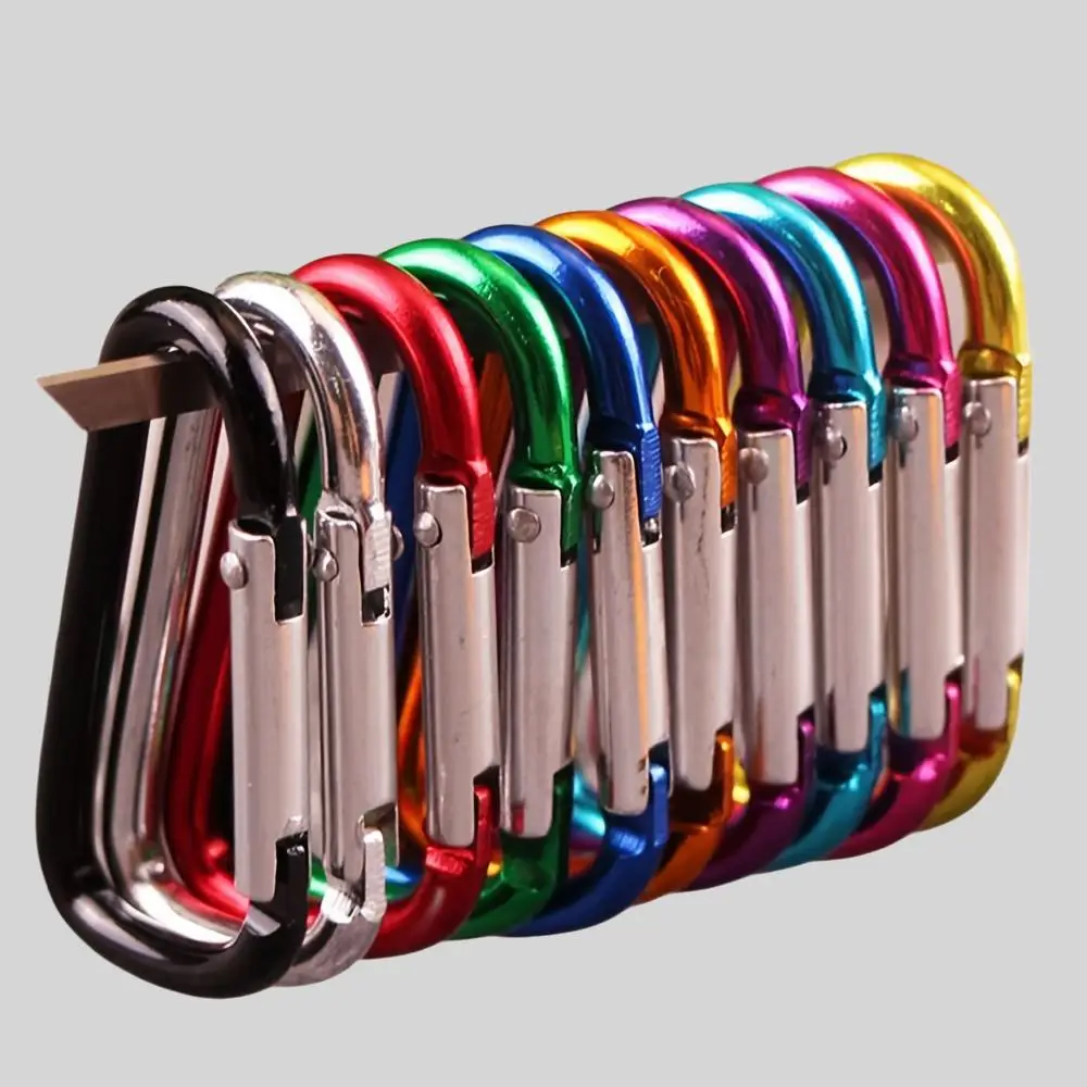 Random Color Carabiner Keychain, 10pcs Heavy Duty Keychain Carabiner, Portable Keychain Buckle For Camping, Hiking, Climbing, Camping Accessories, Val