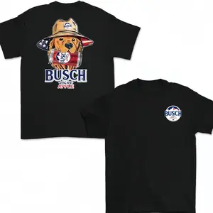 Menswear Short-Sleeve T-Shirt - Funny Dog & Beer Can Graphic, Vintage Cowboy Hat Design, Top for Beer & Dog Lovers, Gift for Men & Women, Trendy Streetwear