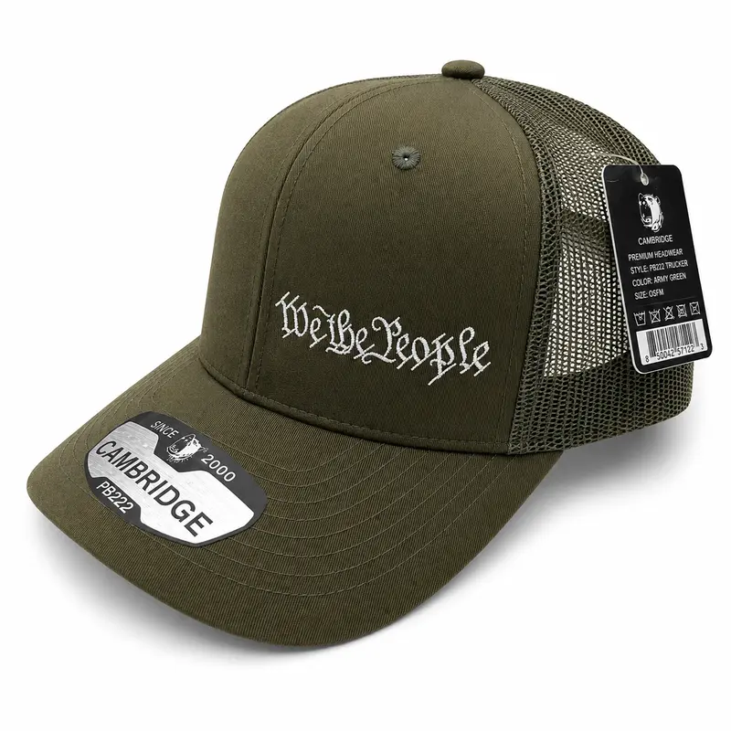 We The People Unisex Trucker Cap - America-Themed Hats, 4th of July Design, Breathable Mesh Back, Adjustable Snap, 1 Size Fits Most, Hand Wash Compatible, Casual Outfits Cap, Adult Accessory
