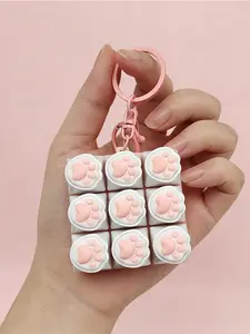 1pc Creative Cat Paw Keychain, Silicone Stress Relief Decompression Keyring, 9-Key Design, Perfect for Parties and Gatherings, Party Keychain, Fun and Unique Accessory