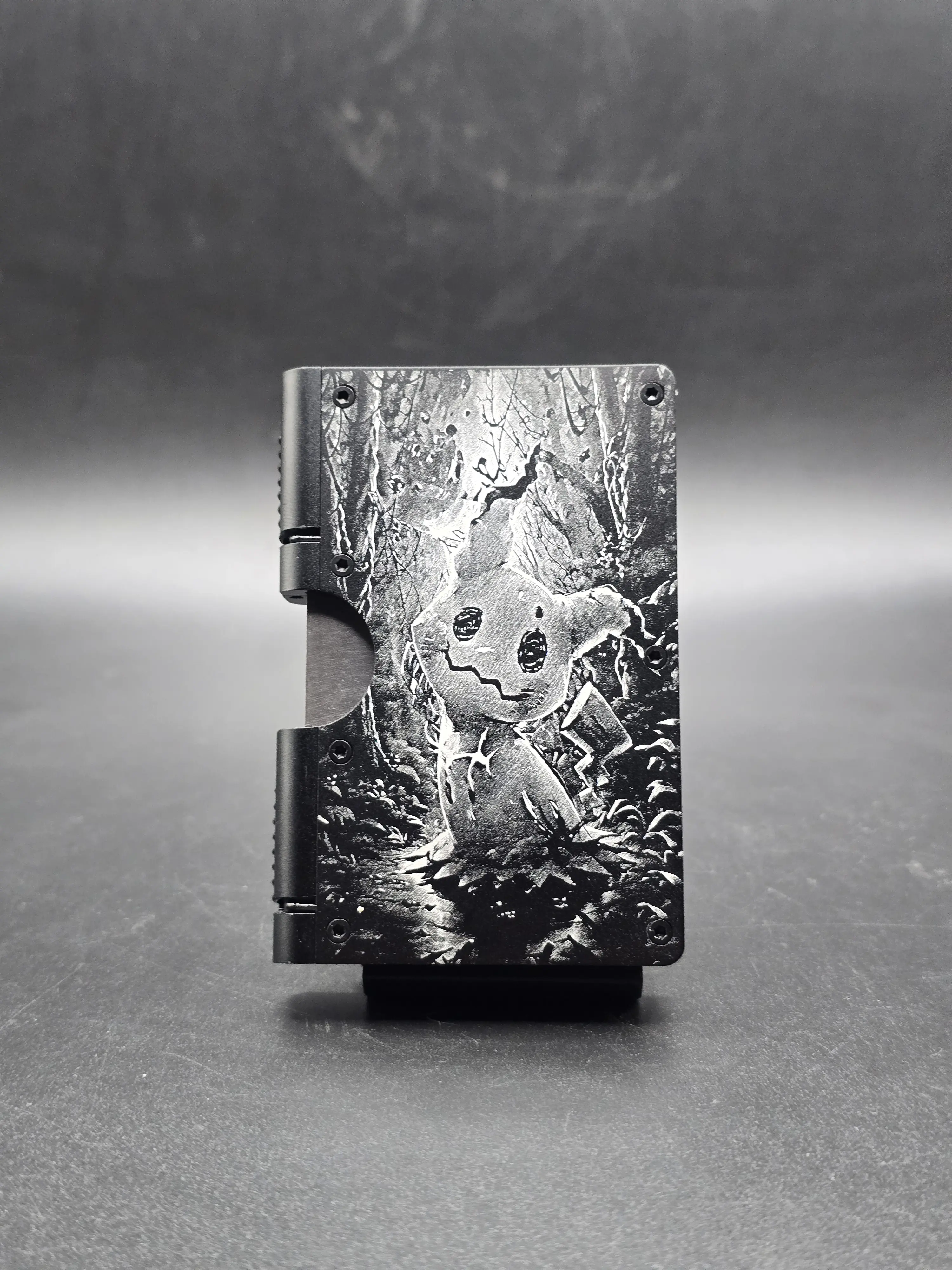 Mimic Ghost Metal Wallet – Laser Engraved RFID Blocking Wallet with Secure Hinge System