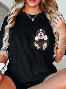 100% Cotton Unisex Funny Saint Bernard in Your Pocket for St. Bernard Lovers T-Shirt