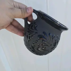 Black Talavera Mug-  Michoacana