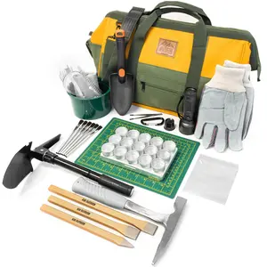 ASR Outdoor 49pc Complete Geology Rock Hounding Equipment Kit with Premium Treasure Finds Tool Bag