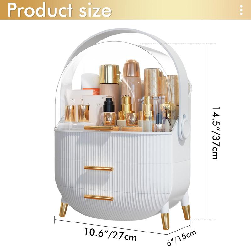 7CODE Makeup Storage Organizer, Cosmetic Display Cases with Transparent Cover, SkinCare Organizers for Bathroom Countertop, Bedroom Vanity Desk, Lipstick Organizer, White