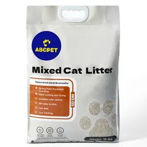 ABCPET Straw Cat Litter Clumping Litter Kitty Litter Lightweight Dust Free Low Tracking Mixed Straw and Sodium-Based Litter Natural Odor Control 18lbs per pack