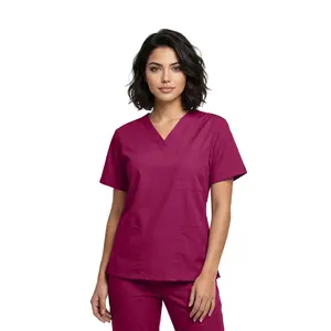 Natural Uniforms Unisex 3 Pocket Scrub Top – Classic V-Neck Medical Uniform Shirt, Durable Workwear (CHK101)