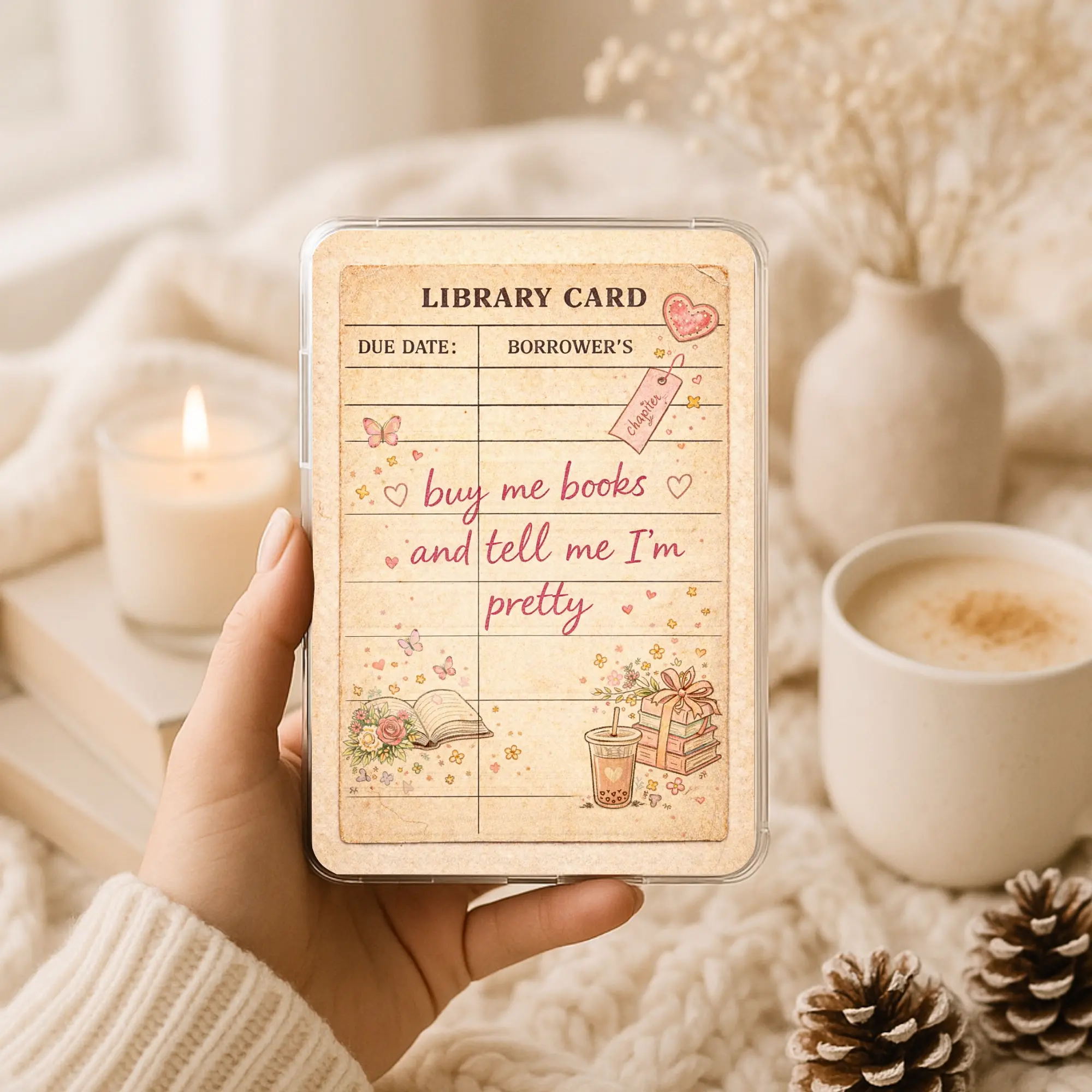 Library Card Kindle Clear Case Insert | Vintage Bookish Reading Decor Library Card Kindle Clear Case Insert | Vintage Bookish Reading Decor