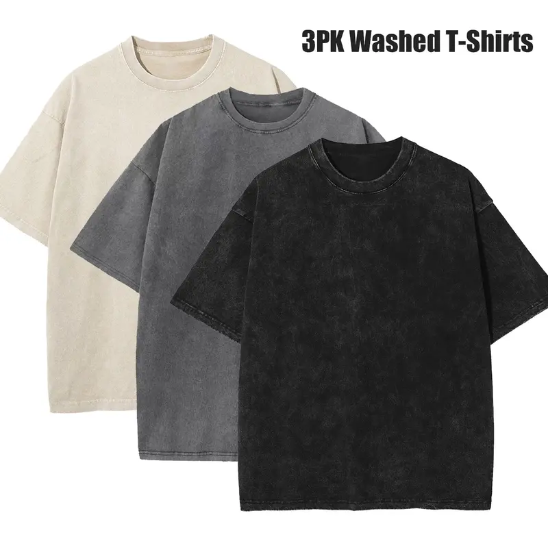 3 Pacs Oversized Tshirts Water-resistant washablecotton sports shirt,clothes for back to school,first day of school outfits