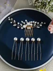 Elegant Wedding Hair Accessories Set, Including Hair Comb & Hair Pin & Hair Stick, Wedding Bridal Party Formal Occasions Accessories