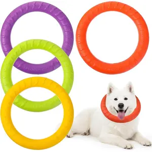 4 Pack Dog Toy Training Ring, 7.48" EVA Dog Toy Ring, Durable Chew Flying Rings for Large Medium Puppy Training, Floating Pull Fetch Toys for Aggressive Chewers, Chewing Cathing Form Toys
