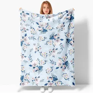 Colorful Floral Print Throw Blanket, Colorful Wildflower Flower Pattern, Soft and Cozy Flannel Blanket for Home, Bed, Sofa, Ottoman, Chair or Dorm (Lily)