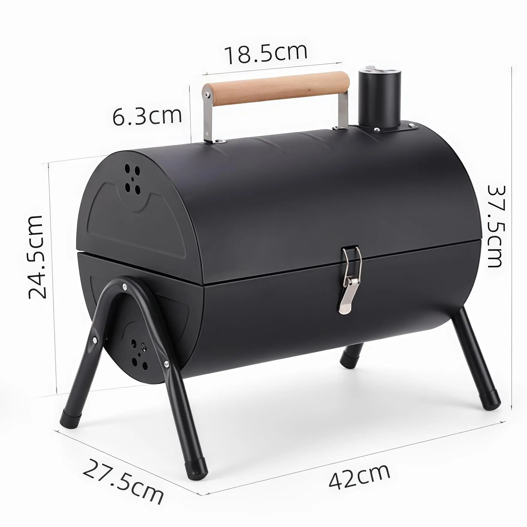 11-in-1 Double-sided Portable Charcoal Grill with Smoker Function