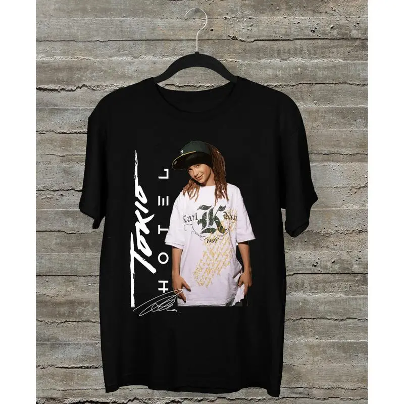 100% cotton tshirts men tee Tokio Hotel - Tom Kaulitz Signature Black Unisex Shirt Casual Menswear