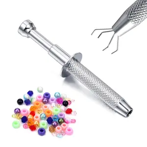 Piercing Assistant Pen, Piercing Ball,Precision2.8inch Pick-Up Tool with 4 Prongs for Jewelry Crafts Claw Tweezers for Gems Clamping