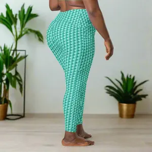 Trendy Turquoise Mermaid Scales Crossover  with Pockets - high waist tummy control yoga seamless workout athletic pant squatproof  woman leggings