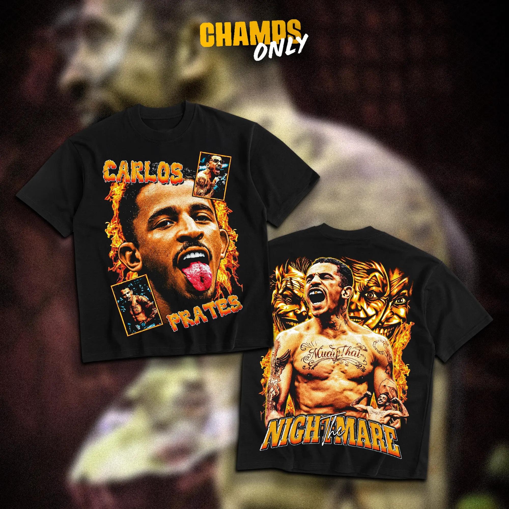 Carlos Prates T-Shirt, 'The Nightmare' Signature Graphic Top for Men, Casual Classic Fit 100% Cotton Short Sleeve Apparel for MMA Fans, Tops, Shortsleeve, Tee, All Season, Bold Print, Reinforced Stitch