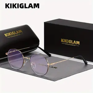 KIKIGLAM Unisex Fashion Superior Craftsmanship Casual Round Full-Frame plano Glasses, exquisite elegant Anti-Blue Light Plano lenses