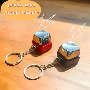 Prank Charm-Shock Button Keychain Safe Low-Current Gadget for Wake-Up Jolt Fun at Parties Office Dorms or Quick Pick-Me-Up Compact Design Prank Toys