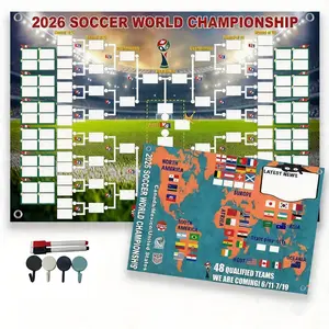 2026 Football Match Wall Poster Set, Erasable Pe Material, Includes Knockout Table, Group Stage Tracker, Full Schedule Timeline, Ideal Gift for Fans