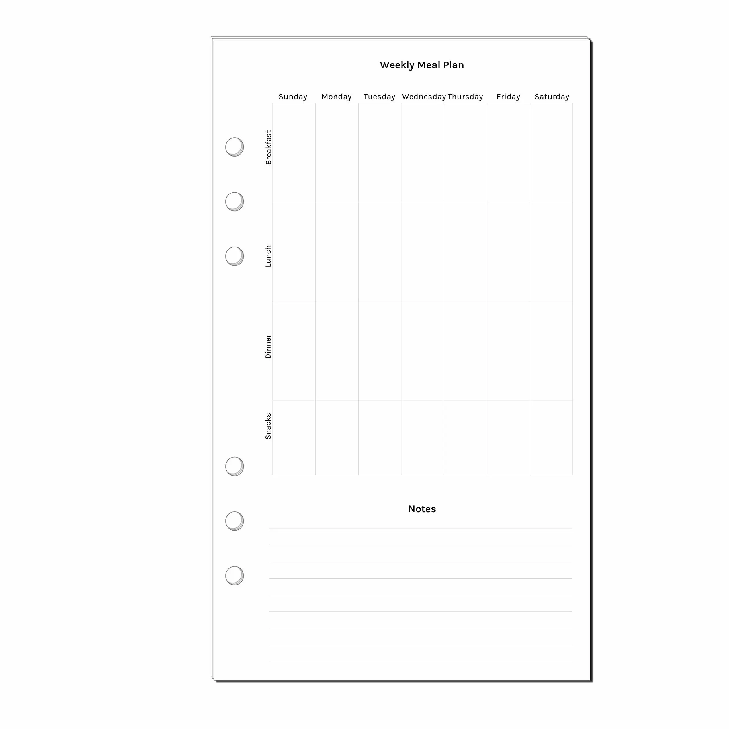 A5 Planner Weekly Dinner Plan, Filofax A5 Planner Inserts, Carpe Diem A5 Inserts, Pre-punched A5 Planner Weekly Meal Planner, Carpe Diem Planner Inserts, Color Crush Planner Inserts