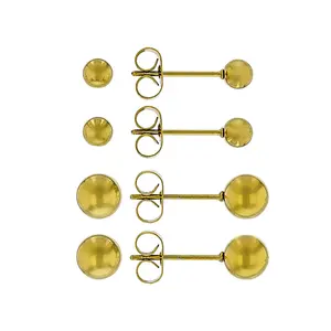 JTV 18K Yellow Gold Over Stainless Steel 4-6mm Ball Earring Set
