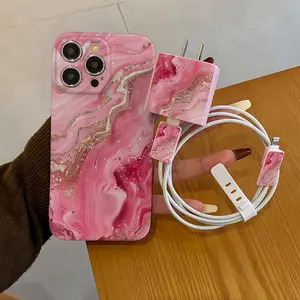 5-Piece Phone Case Set with Charger Cover, Cable Protector & Storage Rope, Protective Anti-Drop Durable Tpu Shell for iPhone Models, Ideal Gift Accessories