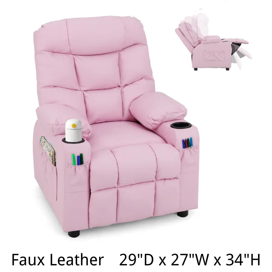 Faux Leather -Pink - 29"D x 27"W x 34"H