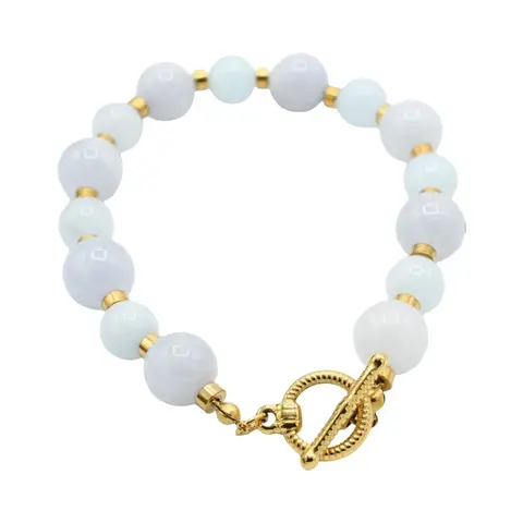 Grey Blue Natural Quartz Bracelet
