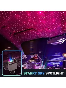 Starlight 5-in-1 Car chargers | Aromatic Starlight In Car Roof RetractableCar Charger with Lightning Type-C Cable, Dual ChargePort , Fast Charging Adapter -Automotive Mother's Day gift
