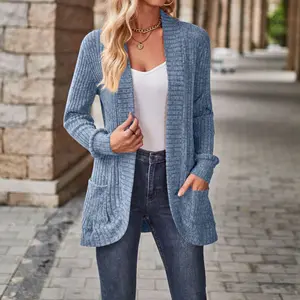 Women's Cardigan Sweaters Striped V Neck Casual Lightweight Pocket Cardigan Long Sleeve Tops