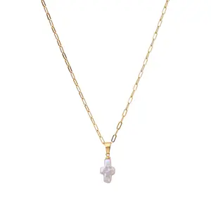 Kate Pearl Cross Pendant Necklace