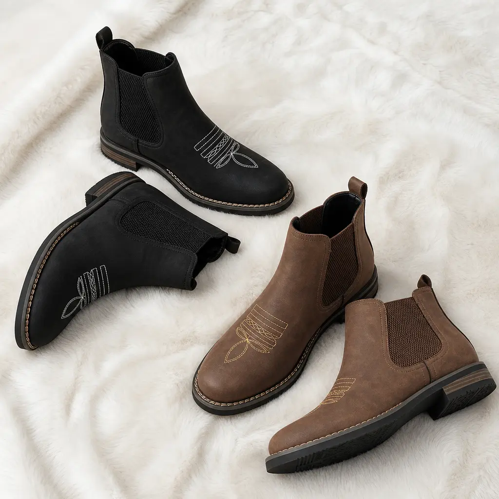 CYUW Elegant Square-Toe Chelsea Boots for Women with Dual Elastic Design, Won’t Restrict Ankles, Easy Slip-On/Slip-Off, Versatile and Stylish for Everyday Wear