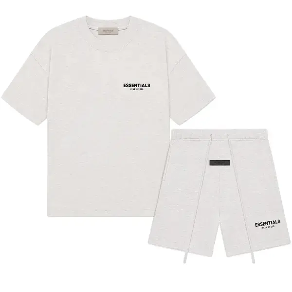 2-Piece Fear Of God Essentials Classic Casual Elastic Tee + Shorts Set, SS22 Light Oatmeal Unisex
