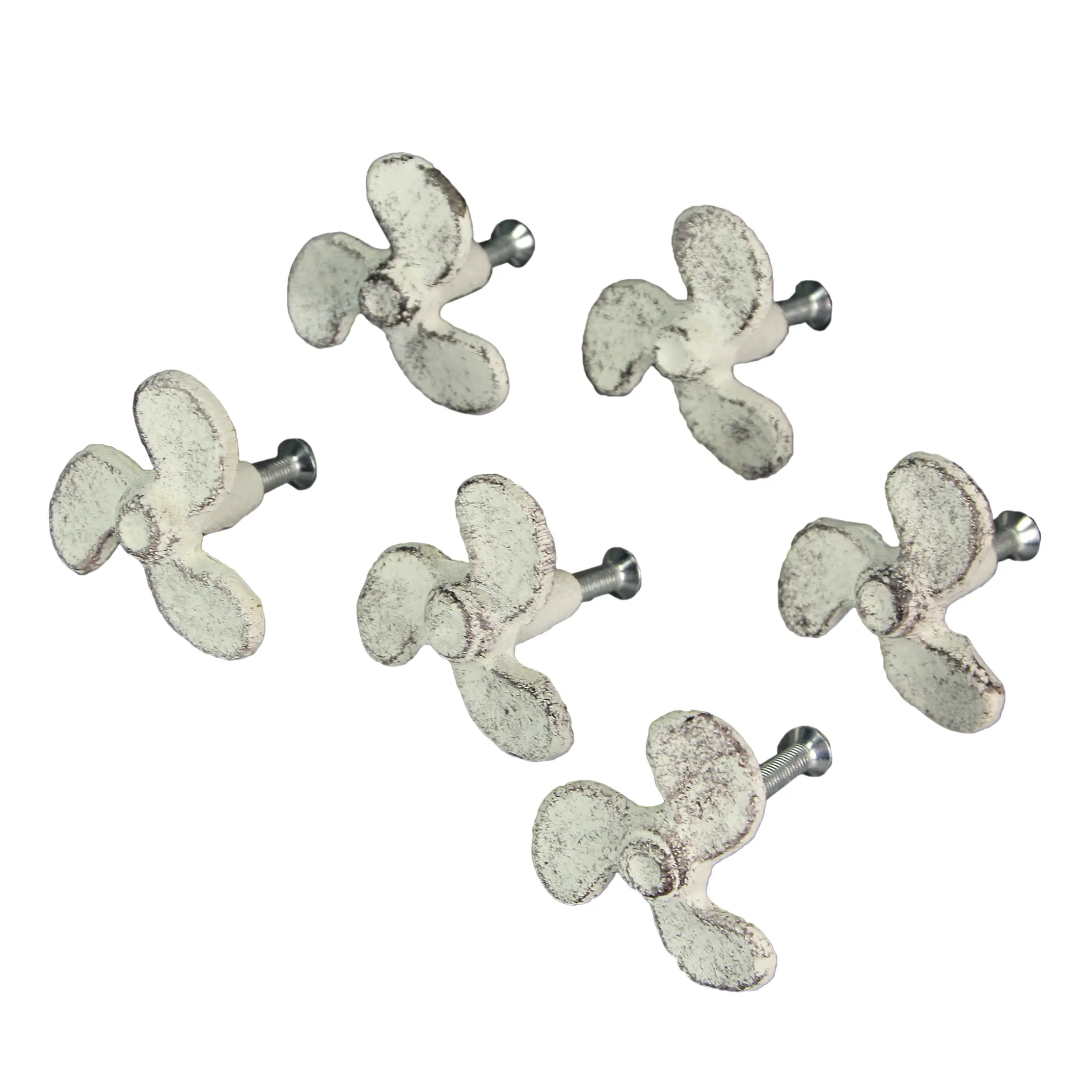 Set of 6 Cast Iron Boat Propeller Cabinet Knob Nautical Drawer Pull Decor