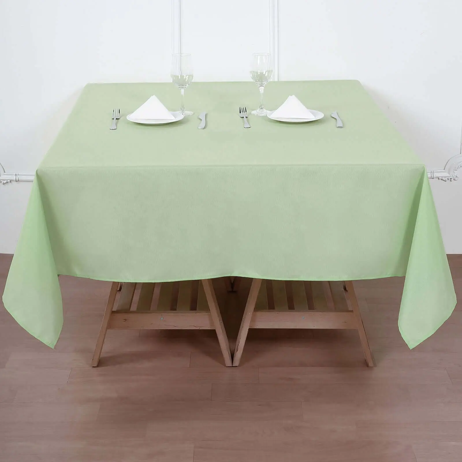 Sage Green Polyester Square Tablecloth, 70"x70" Wrinkle-Resistant Table Cover for Christmas, Birthday, Wedding, Prom, Bridal Shower