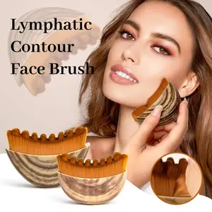 Face Lymphatic Drainage Brush, Manual Lymphatic Contour Massager for Jawline & Chin Sculpting, Dry Brushing Tool for Facial Fatigue Relief & Puffiness Reduction, Ergonomic Skincare Device for Women