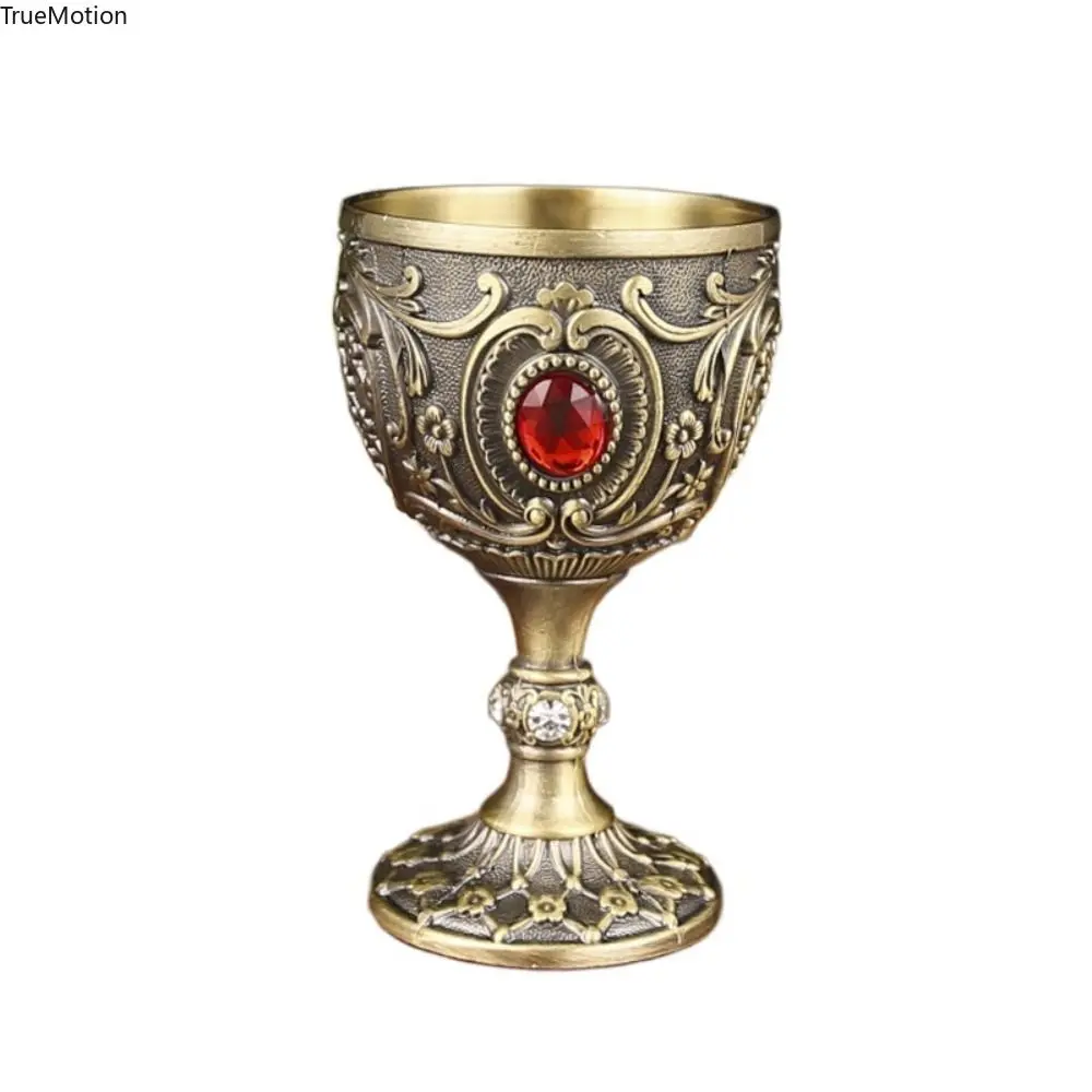 Unbreakable Medieval Wine Goblet Vintage Metal Embossed Wine Cup European Style Diamond Decorated Goblet Perfect Gift for Wine Lovers