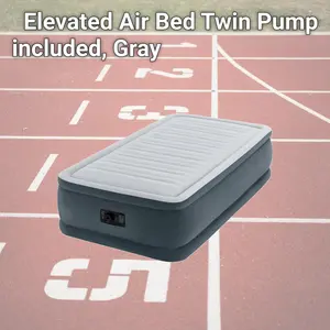 212 MAIN Intex 8924698 Elevated Twin Inflatable Bed - Gray, Portable Airbed with Included Pump for Camping & Hiking Sleeping Gear