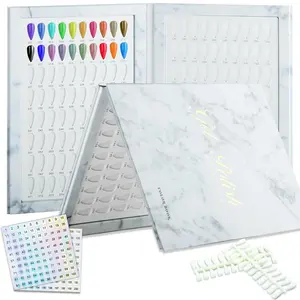 160 Nail Colors Book,Nail Color Display Book with 240 Nail Tips & 1-200 Number Labels,Professional Nail Color Swatches Book for Nail Polish UV Gel,Nails Art Design(White)